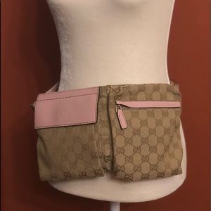 Gucci Pink Fanny Pack Monogram Waist Bag Leather